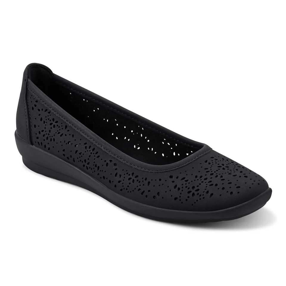Bailarinas Thrill Para Mujer De Easy Street - Estampado Arrugado Negro - Estampado Arrugado Negro - 12 De Ancho | TRG192763130
