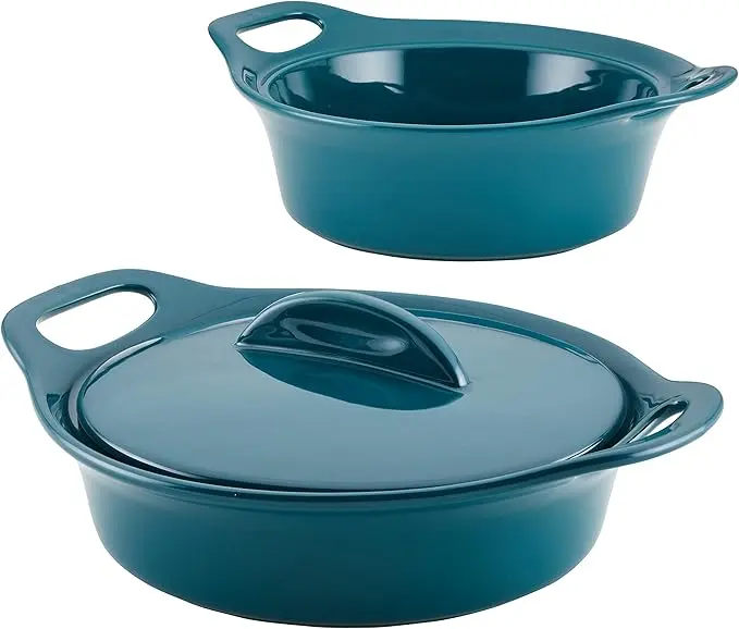 Juego De 3 Cacerolas De Cerámica Rachael Ray Con Tapa Compartida -verde azulado  | 51153484247 TRG185541885