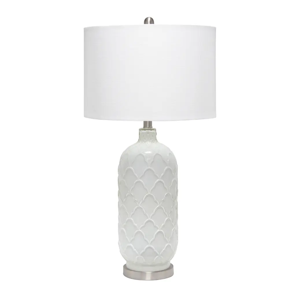 Lámpara De Mesa Clásica Argyle Blanca Con Pantalla De Tela Lalia Home Lht-5008-Wh | 810241029094