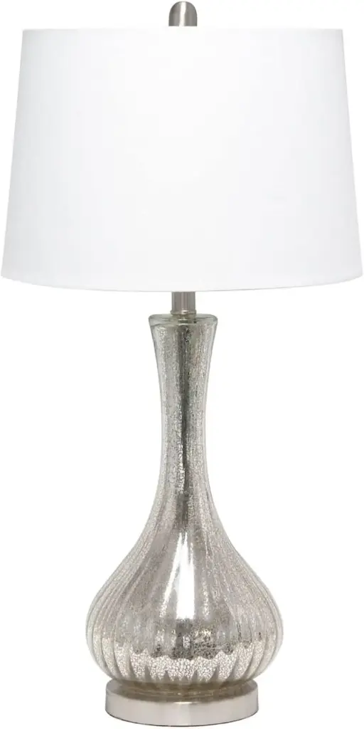 Lámpara De Mesa Con Forma De Lágrima De Mercurio Moteado Y Pantalla De Tela Blanca De Lalia Home | 810241029032 TRG185778079
