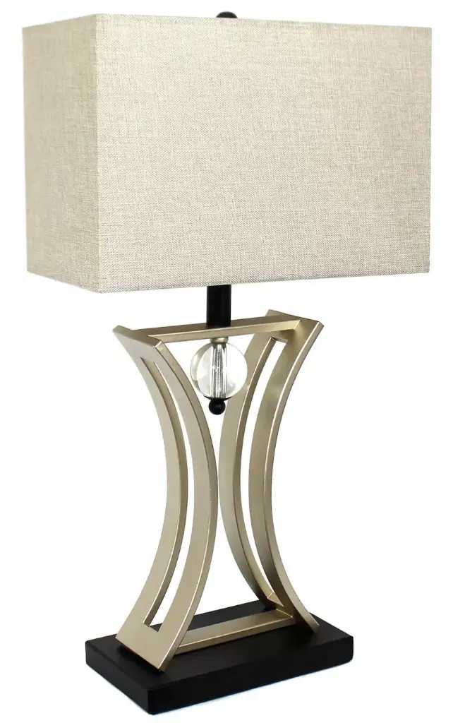 Lámpara De Mesa Con Péndulo Regency De 28,25 Pulgadas En Cromo Cepillado Y Negro Con Forma De Reloj De Arena Para Sala De Conferencias | 810241020619 TRG186477705