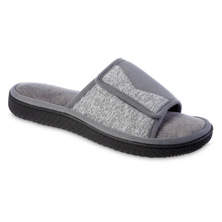 Pantuflas Tipo Mocasín Isotoner Recycled Sport Miles Knit Slide Para Hombre - Talla Grande Ceniza | 194194309305