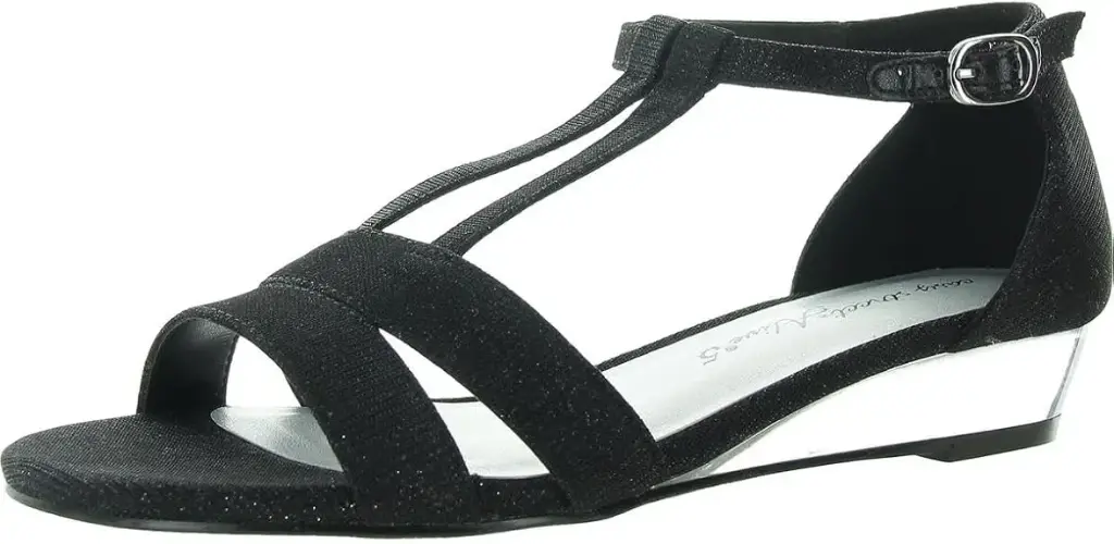 Sandalias De Cuña Alora Para Mujer De Easy Street - Negro Con Brillo Metálico, Talla 7 Mediana | TRG191574749