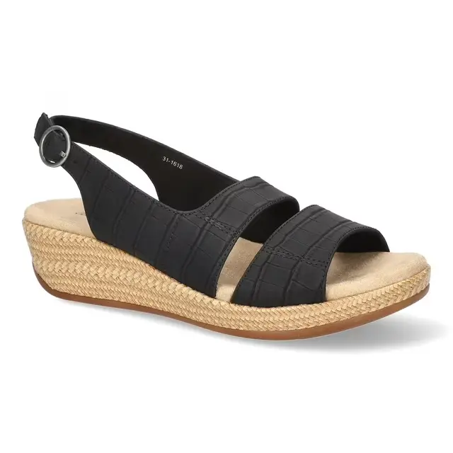 Sandalias De Cuña Gannett Para Mujer Easy Street - Negro Cocodrilo 7 Ancho | 196371491261 TRG188552423