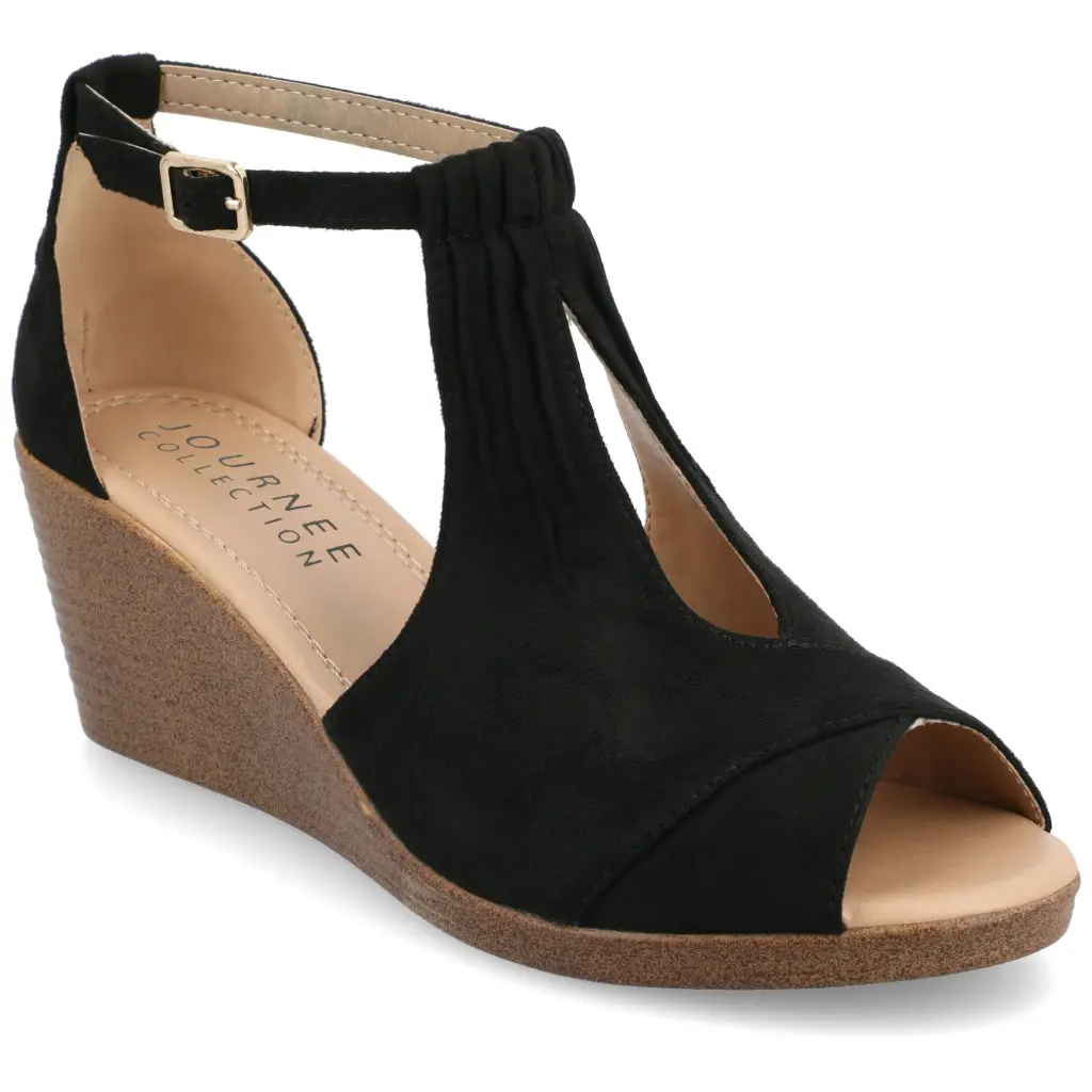 Sandalias De Cuña Kedzie Para Mujer De La Colección Journee - Negro, 9 De Ancho | TRG192805537