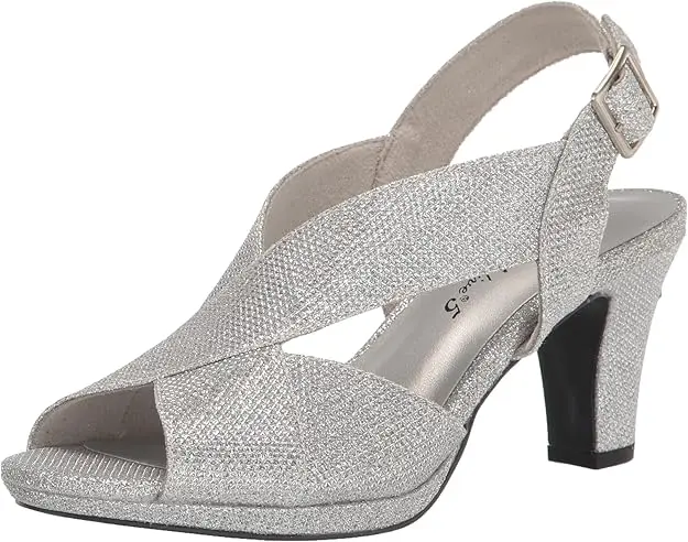 Sandalias De Tacón Christy Para Mujer De Easy Street - Brillo Plateado 7 Mediano | TRG191348810