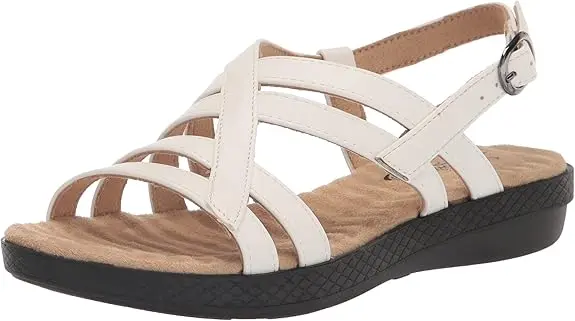 Sandalias Easy Street Con Tiras Cruzadas Para Mujer - Blancas, 18 Cm De Ancho | 196371259915 TRG187860772