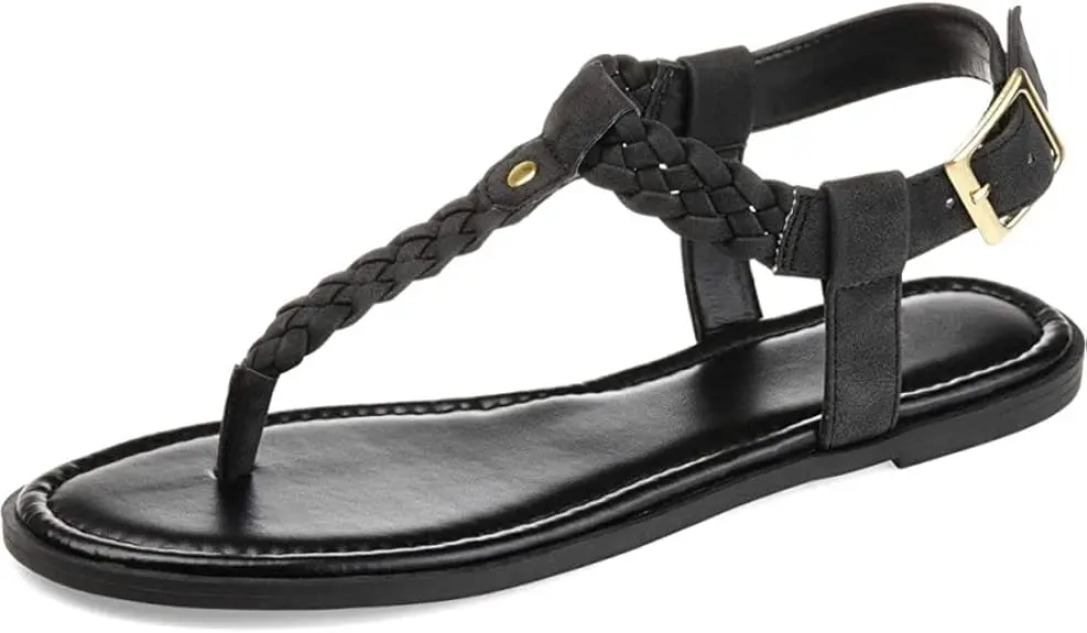 Sandalias Planas Con Tira Al Tobillo Genevive Para Mujer De Journee Collection - Negro 7 Mediano | 52574609707 TRG188575016