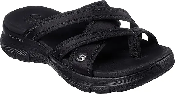 Sandalias Planas Con Tiras Cruzadas Skechers Flex Appeal 4.0 Start Up 3.0 Para Mujer - Negro 9 Mediano | 196642612401 TRG188559800