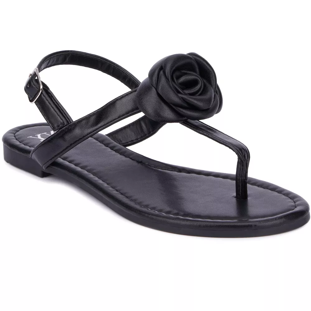 Sandalias Planas Rosette Para Mujer De New York & Company - Negro 7 1/2 Mediano | TRG191575746