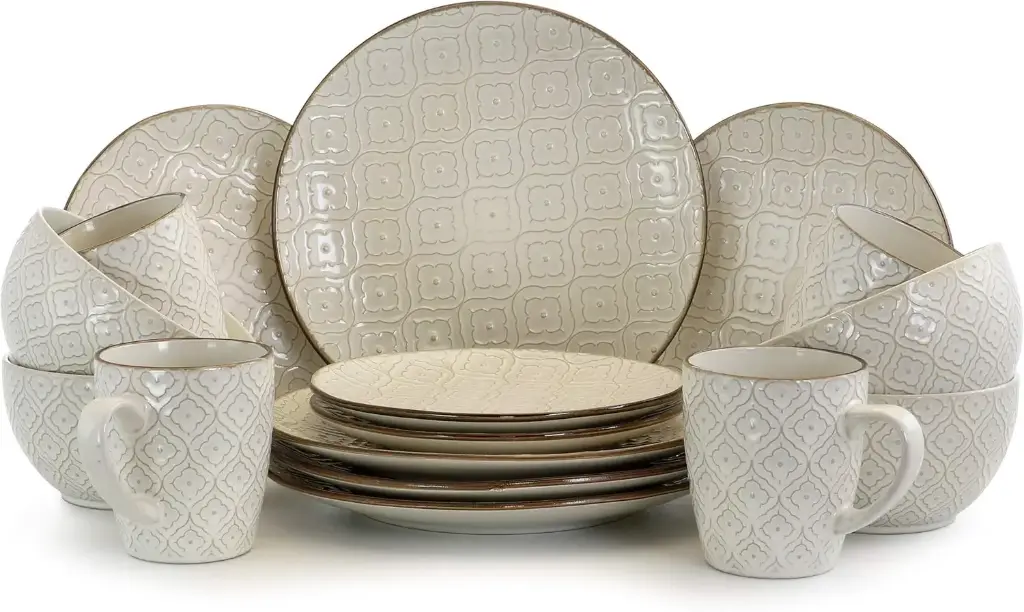 Vajilla De Gres Elama White Lily De 16 Piezas - Blanco | 672975124090 TRG180033827