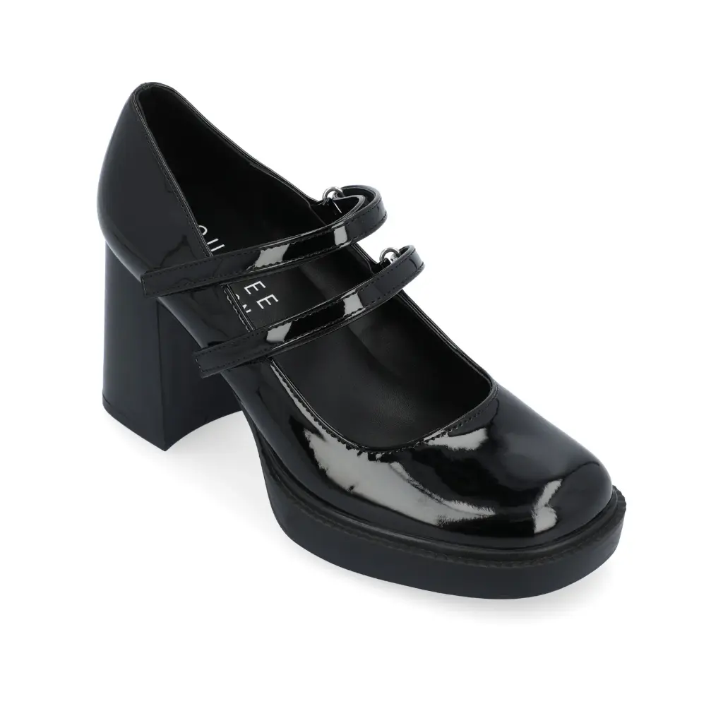 Zapatos De Tacón Apilados Shasta Para Mujer De La Colección Journee - Negro, 9 1/2 Ancho | 194593686885 194593686885