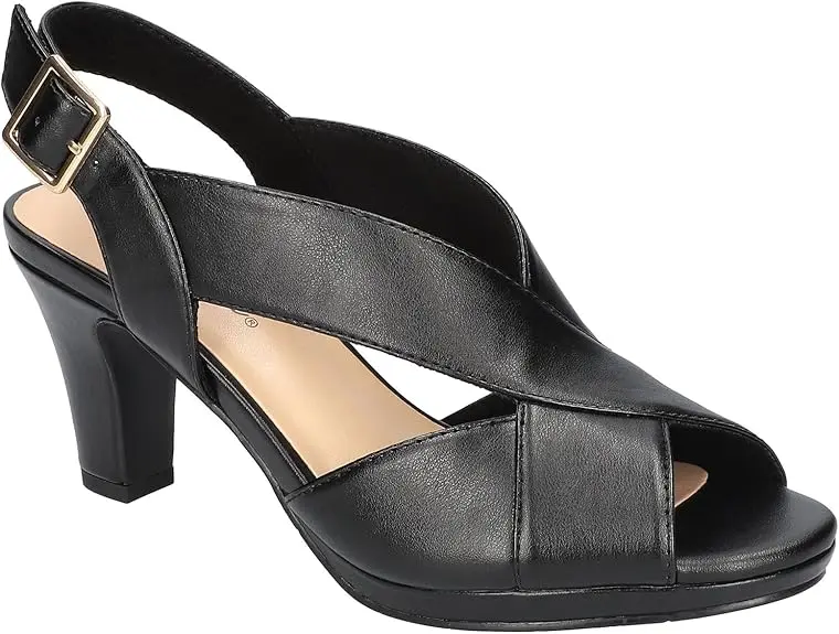 Zapatos De Tacón Cuadrado Con Punta Abierta Christy De Easy Street Para Mujer - Negro 8 1/2 Mediano | 196371413201