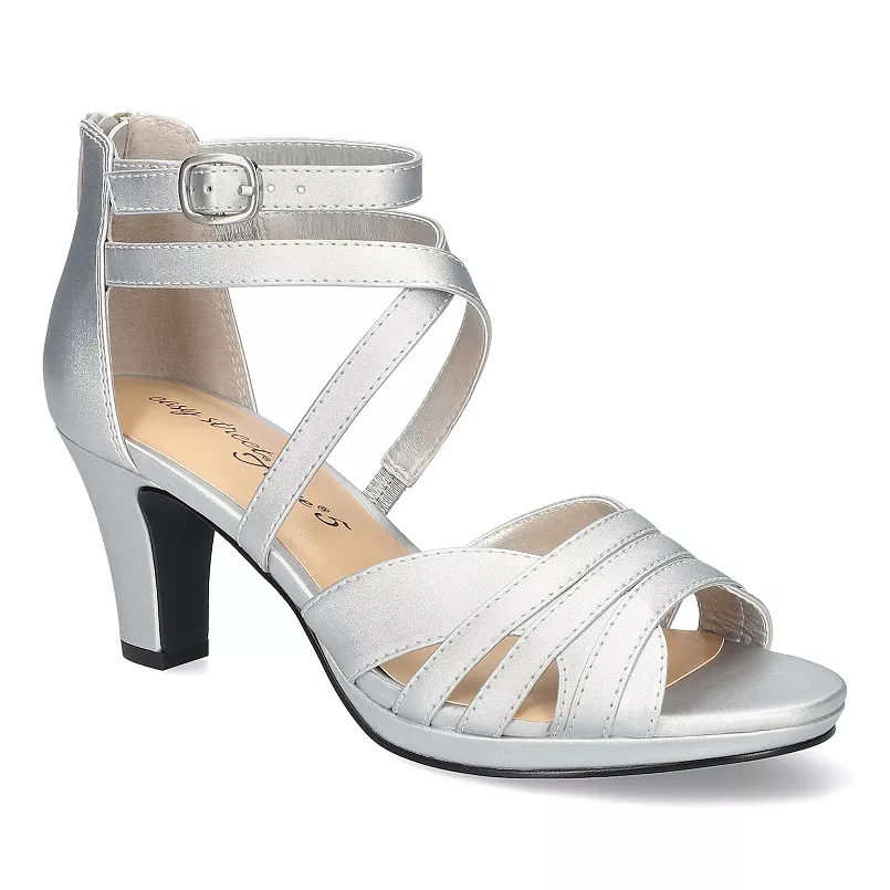 Zapatos De Tacón De Aguja Con Punta Puntiaguda Crissa Para Mujer De Easy Street - Satén Plateado 8 1/2 Mediano | 196371362653 TRG187860280