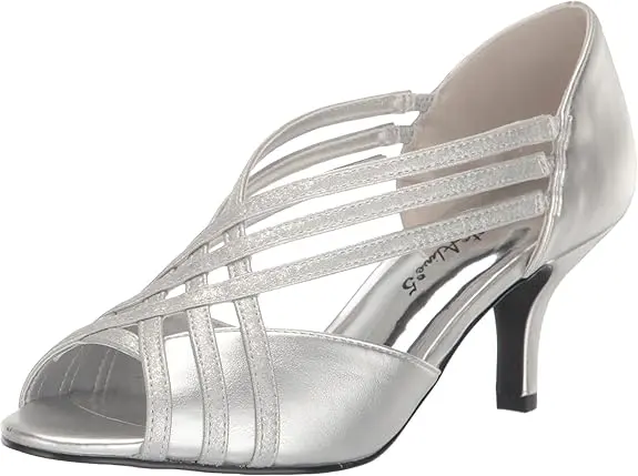 Zapatos De Tacón De Aguja Oceana Con Punta Abierta Para Mujer De Easy Street - Plateado Metalizado, 8 De Ancho | 196371340132 TRG187804087