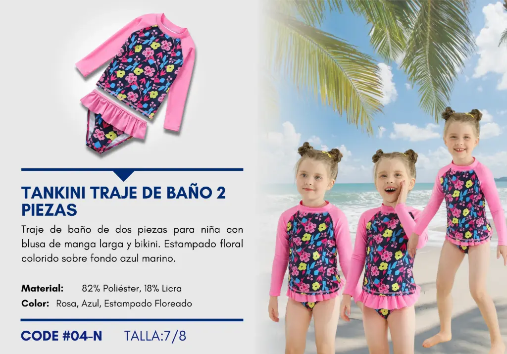Traje de Baño Para Niña 7/8Y Kids Swim N-04