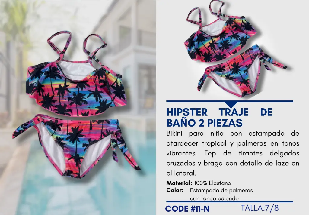 Traje de Baño Para Niña 7/8Y Kids Swim N-11