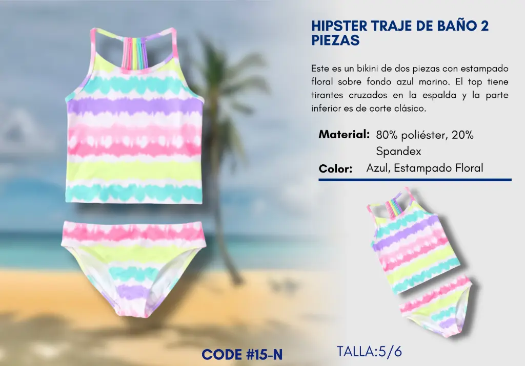 Traje de Baño Para Niña 5/6Y Kids Swim N-15