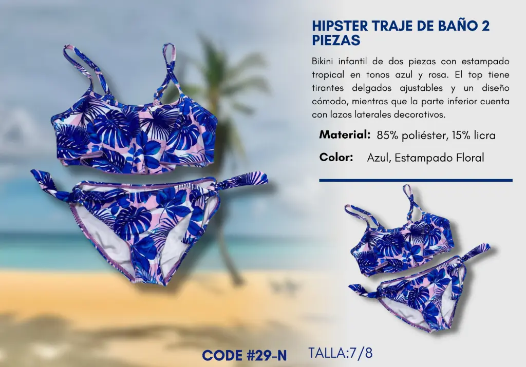 Traje de Baño Para Niña 7/8Y Kids Swim N-29