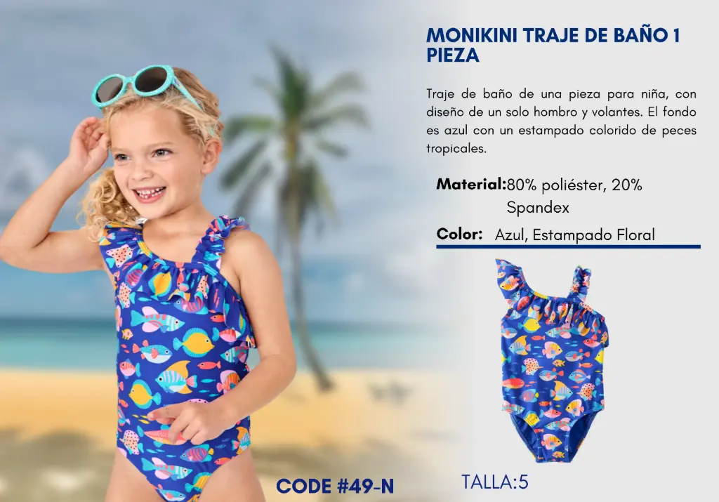 Traje de Baño Para Niña 5Y Kids Swim N-49