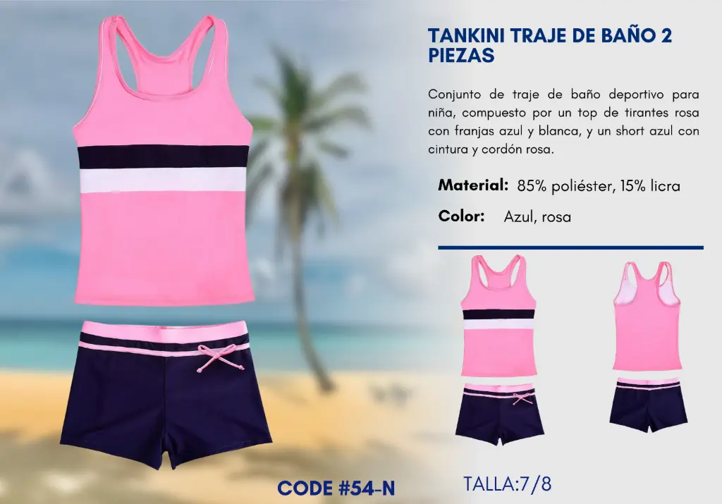Traje de Baño Para Niña 7/8Y Kids Swim N-54