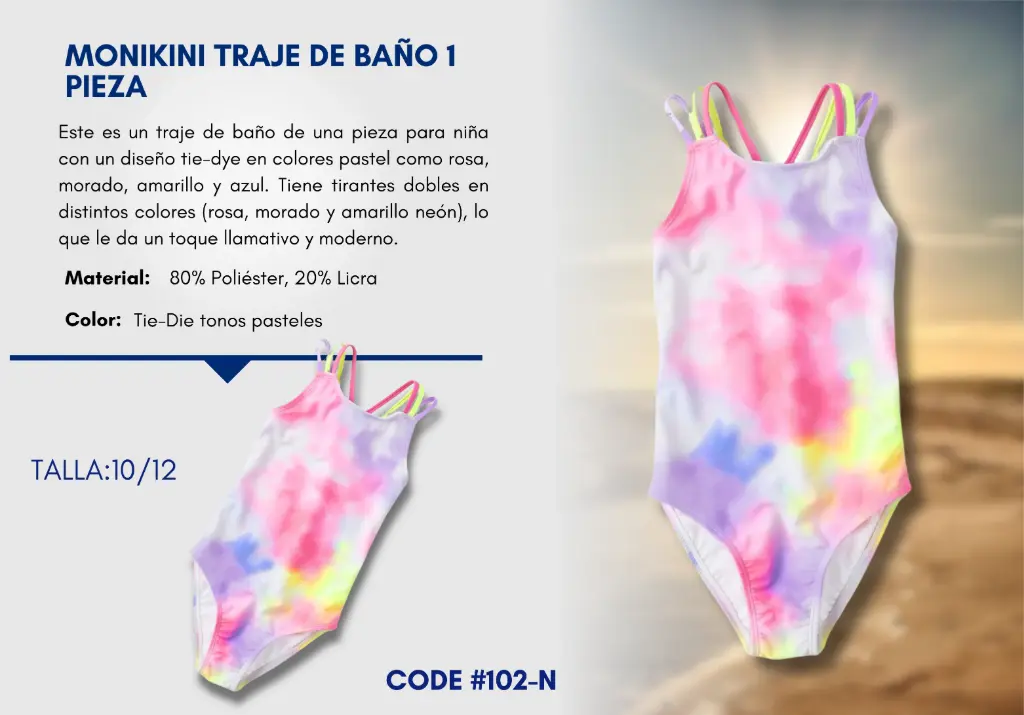 Traje de Baño Para Niña 10/12Y Kids Swim N-102