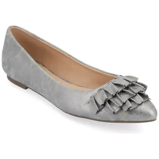 [Journee Collection Womens Judy Slip-on Pointed Toe Ballet Flats - Pewter 7 1/2 Medium] Bailarinas Judy De Punta Puntiaguda Sin Cordones Para Mujer De La Colección Journee - Peltre, 7 1/2 Mediano | 52574528183 TRG188720547