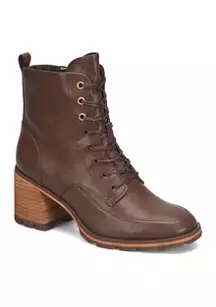 [Korks Womens Chelsea Stacked Heel Lace Up Boots - DARK BROWN 7 1/2 MEDIUM] Botas Chelsea Con Cordones Y Tacón Apilado Korks Para Mujer - Marrón Oscuro 7 1/2 Mediano | 192466622626 TRG187799312