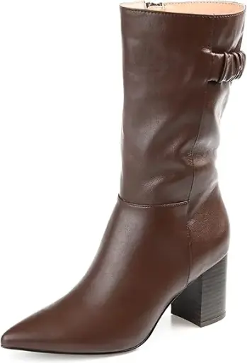 [Journee Collection Women's Mid Calf Boots, Brown, 8.5] Botas De Media Caña Para Mujer De La Colección Journee, Color Marrón, Talla 8.5 | 870211004445