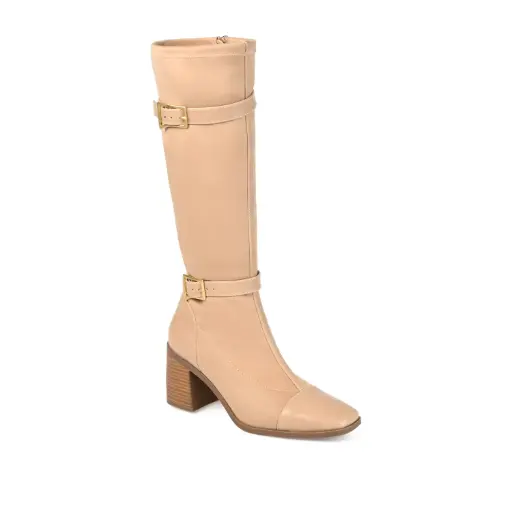 [Journee Collection Womens Gaibree Stacked Heel Riding Boots - BEIGE 8 MEDIUM] Botas De Montar Con Tacón Apilado Gaibree Para Mujer De La Colección Journee - Beige 8 Mediano | TRG192805485