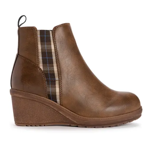 [Muk Luks Womens England Oxford Wedge Heel Dress Boots - BROWN 10 MEDIUM] Botas De Vestir Con Tacón De Cuña Oxford De Inglaterra Para Mujer De Muk Luks - Marrón 10 Mediano | 33977565395 TRG188371936