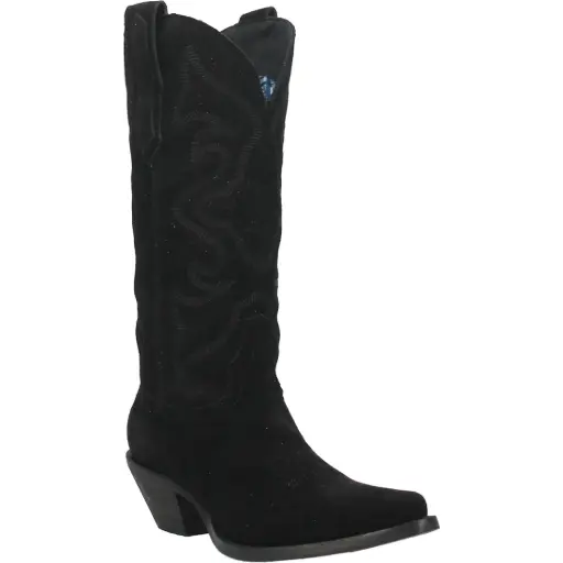[Dingo Womens Out West Stacked Heel Cowboy Boots - Black 7 1/2 Medium] Botas Vaqueras De Tacón Alto Dingo Out West Para Mujer - Negro, Talla 7 1/2 Mediana | 887520279815 TRG188552799