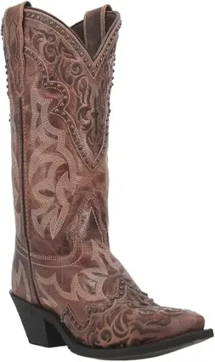 [Laredo Womens Braylynn Block Heel Cowboy Boots - Brown 8 1/2 Medium] Botas Vaqueras De Tacón Cuadrado Braylynn Para Mujer De Laredo - Marrón 8 1/2 Mediano | 887520215035 TRG188552074