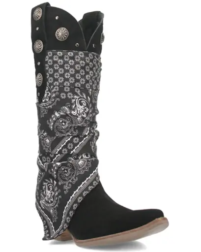 [Dingo Womens Rhaposdy Block Heel Cowboy Boots - BLACK 9 MEDIUM] Botas Vaqueras Dingo Rhaposdy De Tacón Cuadrado Para Mujer - Negro 9 Mediano | TRG191575606