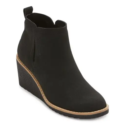 [St. John`S Bay St. John's Bay Womens Burkley Wedge Heel Booties - BLACK 6 1/2 MEDIUM] Botines Burkley Con Tacón De Cuña Para Mujer De St. John'S Bay - Negro 6 1/2 Mediano | TRG191575700