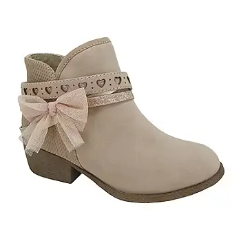 [Pop Little & Big Girls Kid Elisha Block Heel Booties - BLUSH 3 MEDIUM] Botines De Tacón Cuadrado Elisha Para Niñas Pequeñas Y Grandes - Rubor 3 Mediano | TRG192807425