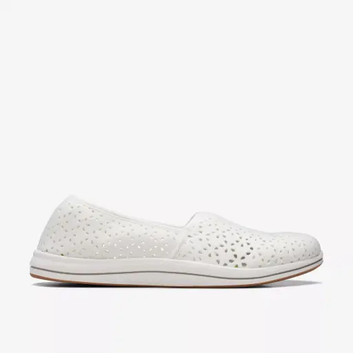 [Clarks Of England Clarks Womens Breeze Emily Slip-On Shoe - WHITE 7 1/2 MEDIUM] Clarks Of England Clarks Breeze Emily Slip-On Zapato Para Mujer - Blanco 7 1/2 Mediano | TRG191580760