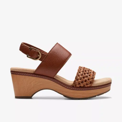 [Clarks Of England Clarks Womens Seannah Step Wedge Sandals - TAN 6 1/2 MEDIUM] Clarks Of England Sandalias De Cuña Seannah Step Para Mujer - Tan 6 1/2 Mediano | 889003760087 TRG188386420