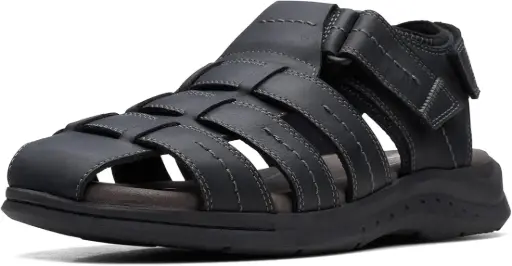 [Clarks Of England Clarks Mens Walkford Fish Strap Sandals - BLACK 10 MEDIUM] Clarks Of England Sandalias Walkford Con Tiras De Pescado Para Hombre - Negro 10 Mediano | TRG191574778