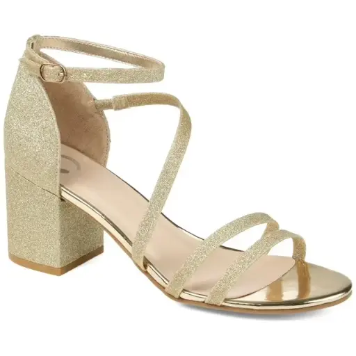 [Journee Collection Womens Bella Buckle Open Toe Block Heel Pumps - Gold 8 1/2 Medium] Colección Journee Zapatos De Tacón Cuadrado Con Hebilla Bella Y Punta Abierta Para Mujer - Dorado, 8 1/2 Mediano | 52574698497 TRG188377043