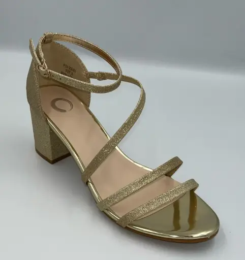 [Journee Collection Womens Bella Buckle Open Toe Block Heel Pumps - Gold 9 Medium] Colección Journee Zapatos De Tacón Cuadrado Con Hebilla Bella Y Punta Abierta Para Mujer - Dorado, Talla 9 Mediana | TRG192803874