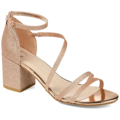 [Journee Collection Womens Bella Buckle Open Toe Block Heel Pumps - Gold 9 Medium] Colección Journee Zapatos De Tacón Cuadrado Con Hebilla Bella Y Punta Abierta Para Mujer - Dorado, Talla 9 Mediana | TRG192803874