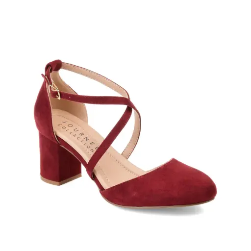 [Journee Collection Womens Jc Foster Pointed Toe Block Heel Pumps - Wine 11 Wide] Colección Journee Zapatos De Tacón Cuadrado Con Punta Puntiaguda Jc Foster Para Mujer - Vino, 11 De Ancho | TRG185054789
