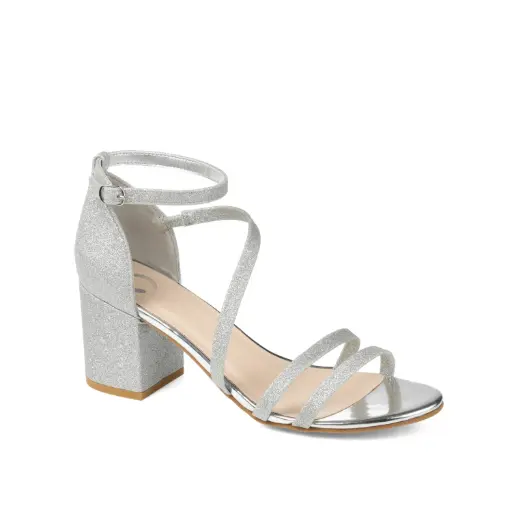 [Journee Collection Womens Bella Buckle Open Toe Block Heel Pumps - Silver 8 Wide] Colección Journee Zapatos De Tacón De Bloque Con Hebilla Bella Y Punta Abierta Para Mujer - Plateados, 8 De Ancho | TRG185052224