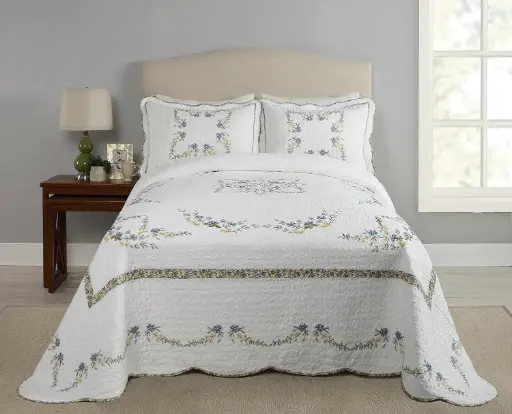 [Modern Heirloom Heather Bedspread White - Full] Cubrecama Moderno Heirloom Heather Blanco - Completo | 41808712146 TRG174058673