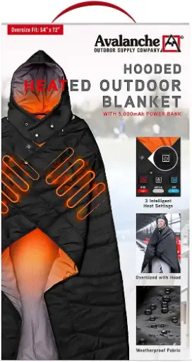 [Avalanche Hooded Usb Warming Wrap OA1001-BKA - BLACK ONE SIZE] Envoltura Térmica Con Capucha Y Puerto Usb Avalanche Oa1001-Bka - Negro | 191205675893 TRG178988629