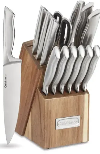 [Cuisinart Stainless Steel Elite Acacia 15-Pc. Knife Block Set - ST STEEL ONE SIZE] Juego De Cuchillos Cuisinart Elite Acacia De Acero Inoxidable, 15 Piezas - Acero Inoxidable | 86279209313 TRG189739977