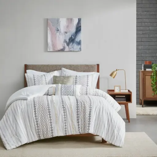 [510 Design Alivia 5Pc Chenille Printed Comforter Set - WHITE ONE SIZE] Juego De Edredón De Chenilla Estampado Alivia De 5 Piezas, Diseño 510, Color Blanco | 22164107104 TRG175209759