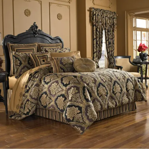 [Five Queens Court Reilly 4-Pc. Jacquard Comforter Set - BLACK ONE SIZE] Juego De Edredón Five Queens Court Reilly De 4 Piezas En Jacquard - Negro | 846339081248 846339081248