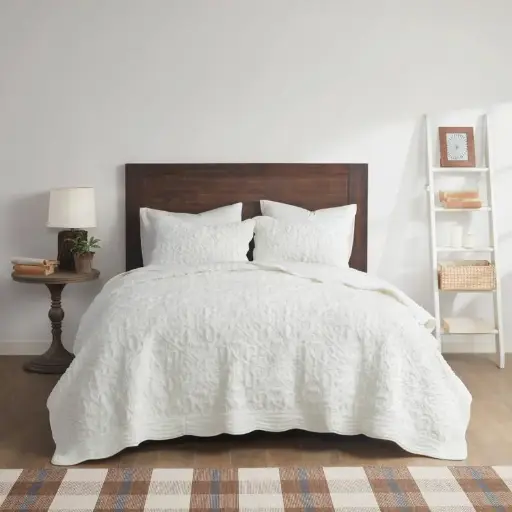 [Madison Park Elsa 3-Pc. Coverlet Set - Ivory] Juego De Edredón Madison Park Elsa De 3 Piezas - Marfil | 86569635679